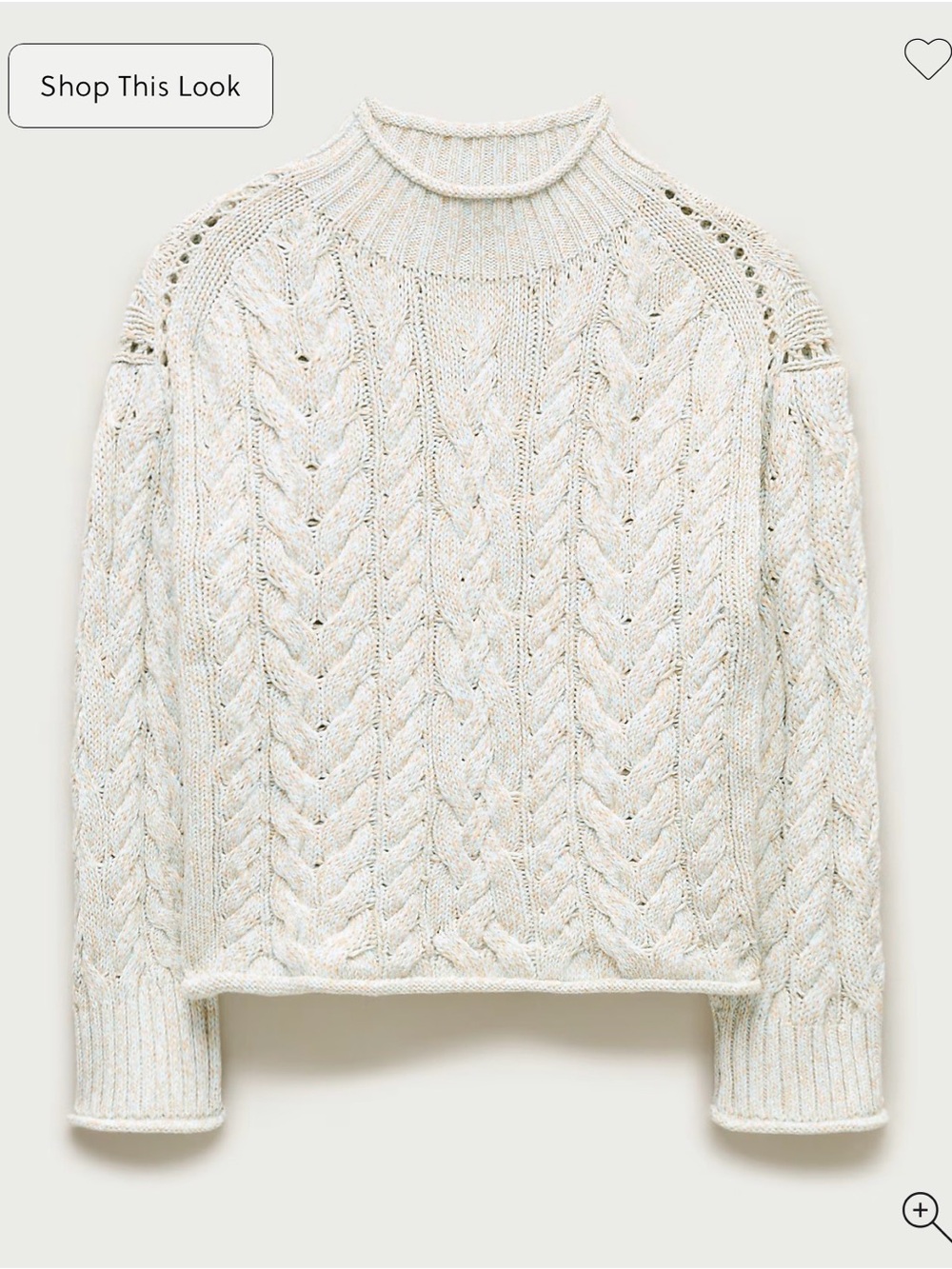 J Crew Cable-Knit Marled Mock Neck in Skies Ivory Nectar NWT